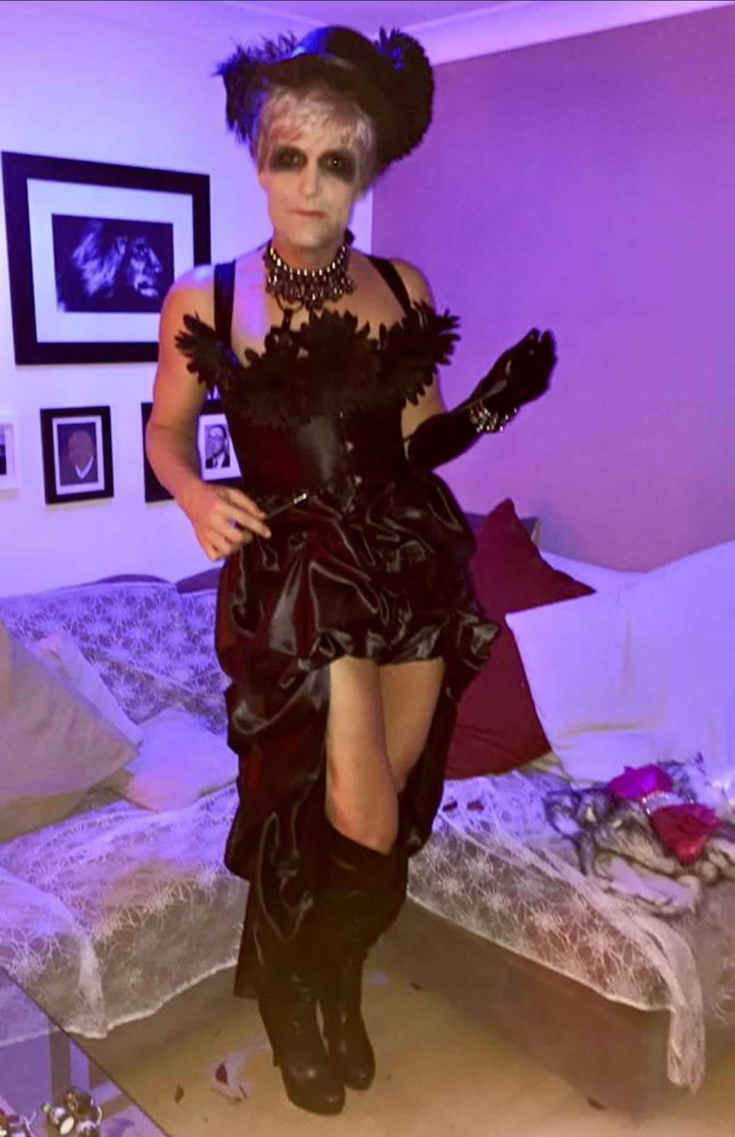 Black dressy outfit.